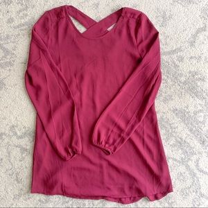 Maurices Long Sleeve Burgundy Criss Cross Back Tunic Size XS